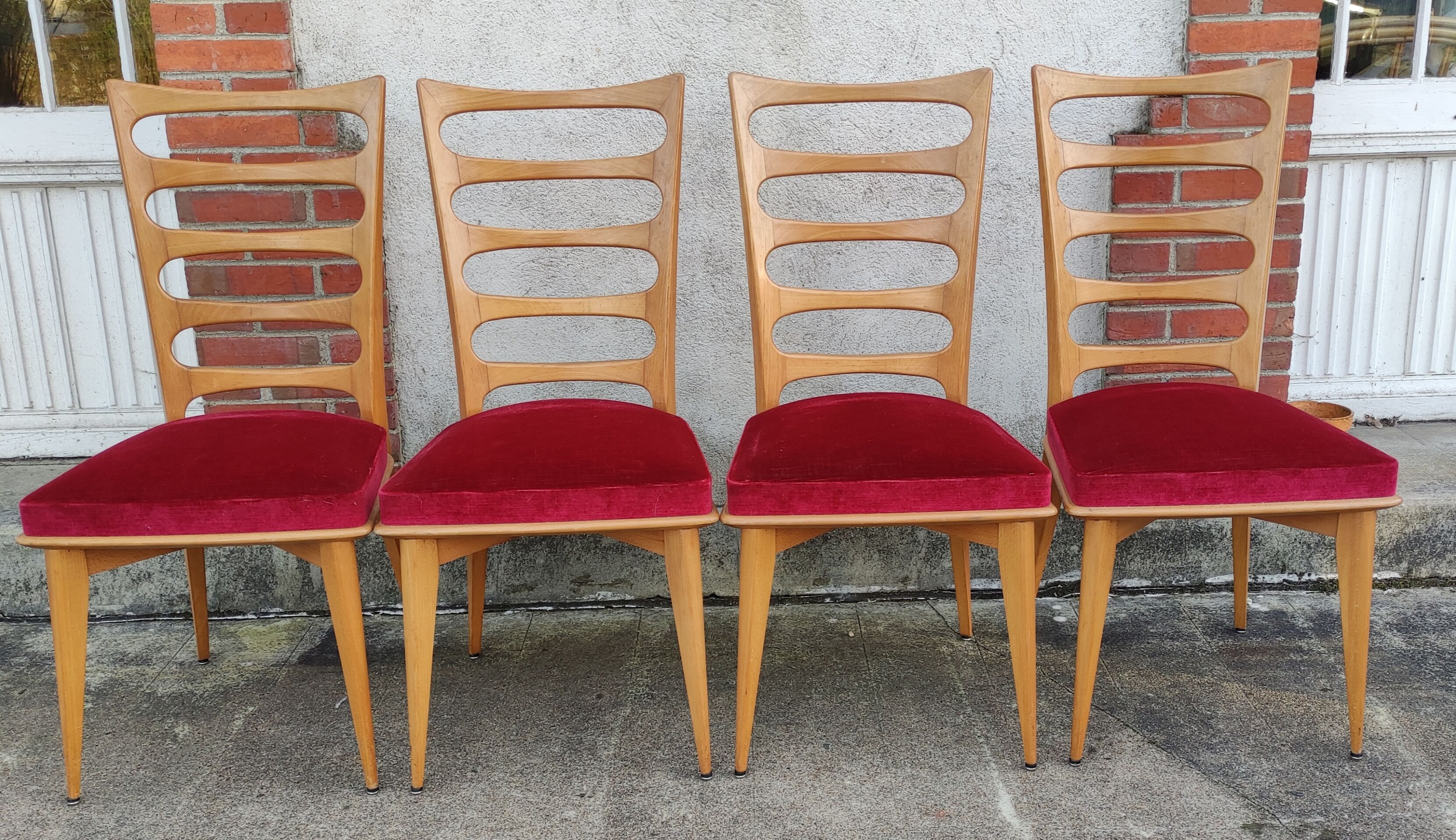 Series of 4 art deco chairs