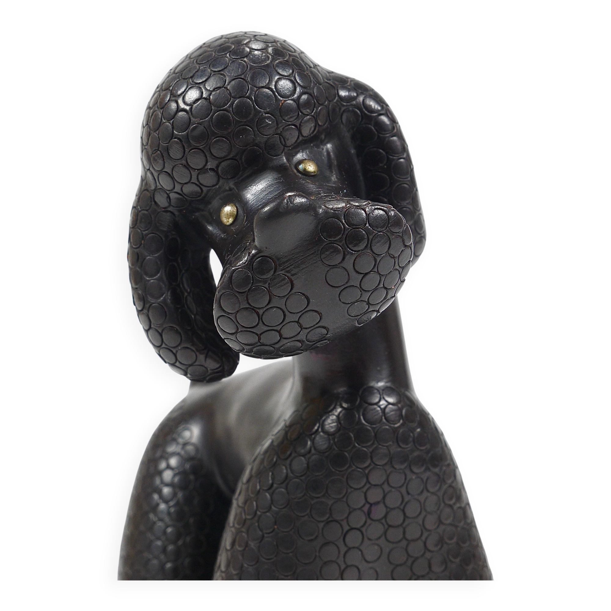 Charming figurine sculpture of a poodle dog by Leopold Anzengruber, Austria, 1950s.