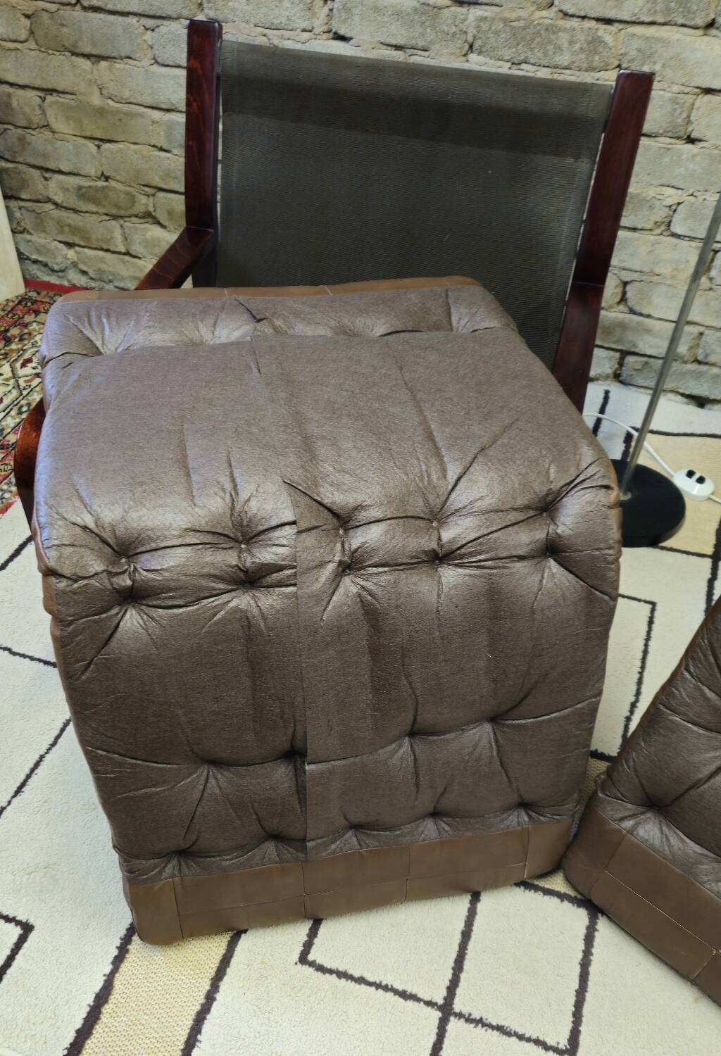 Pair of vintage 1970s faux leather armchairs