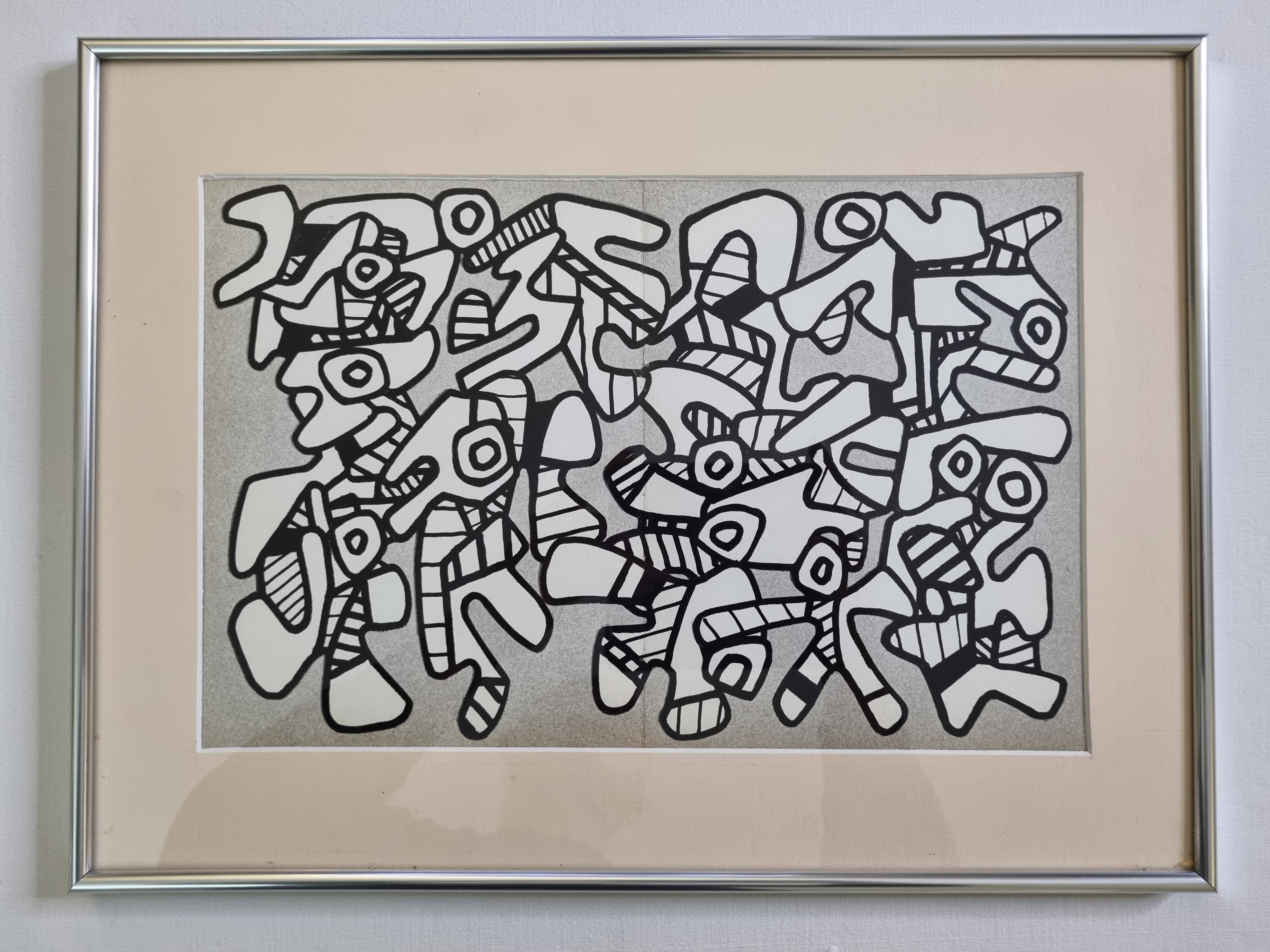 Screenprint after Jean Dubuffet framed under glass 41 cm by 31 cm