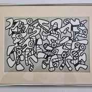 Sérigraphie d'après Jean Dubuffet encadrée sous verre 41 cm par 31 cm