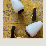 Pair of art deco wall light black and gold - 50s