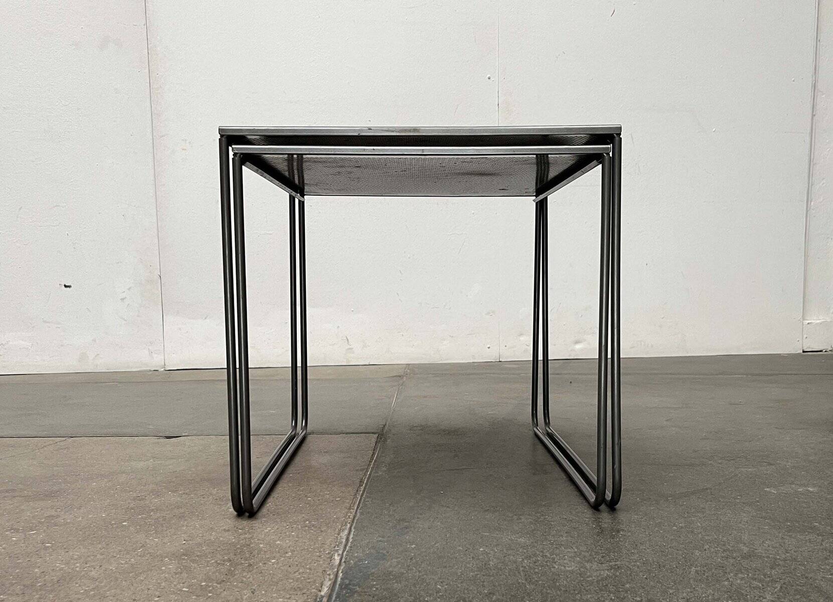 Postmodern perforated metal nesting side tables from Ikea, 1980s, set of 2.