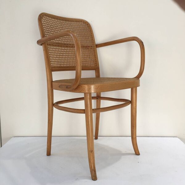 Fauteuil en bois courbé et cannage