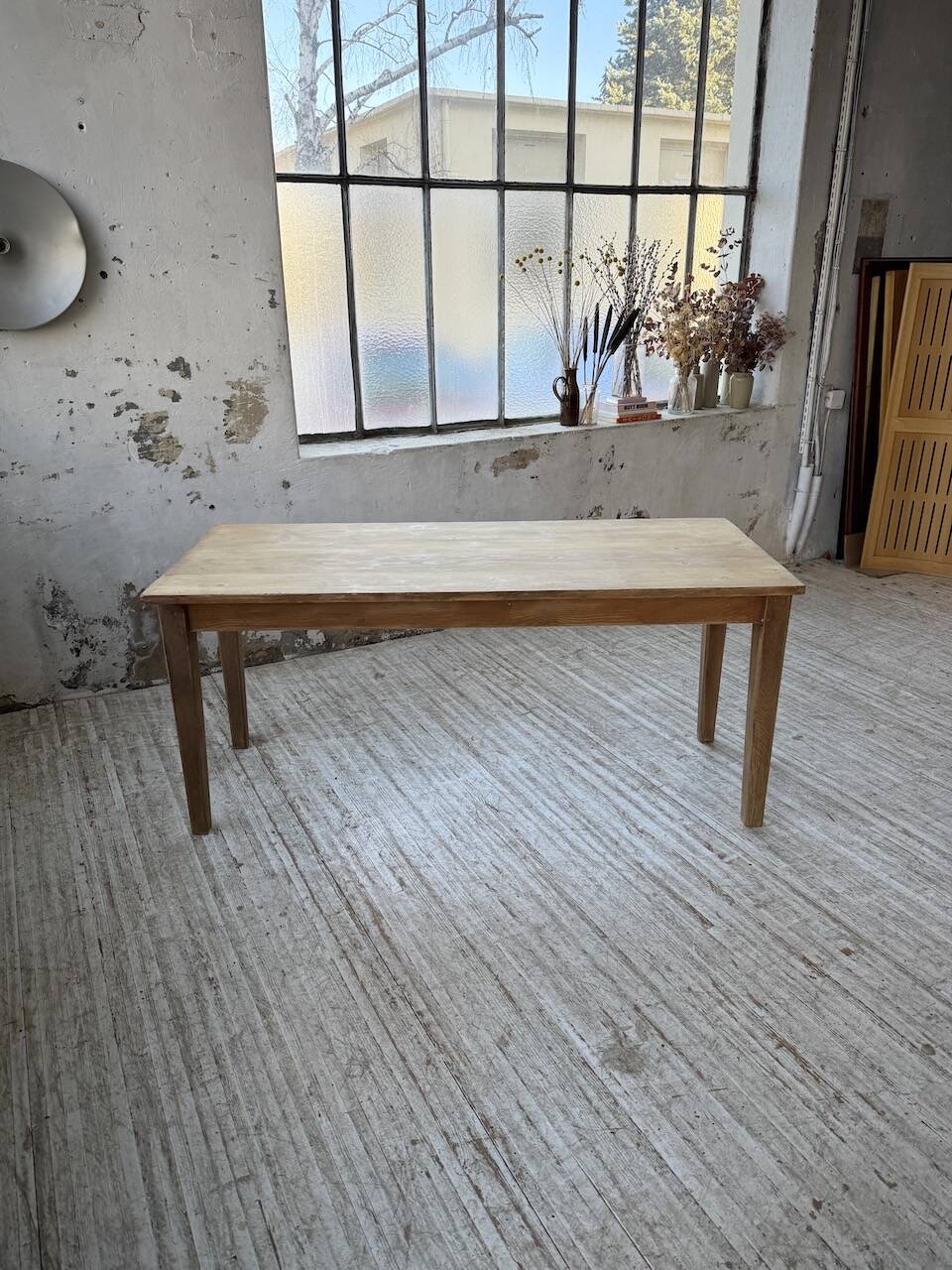 Table de ferme en pin et chêne