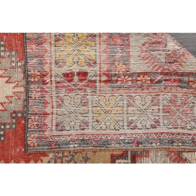 1970s Vintage Turkish Hand-Knotted Wool Cotton Red Area Rug 110x186