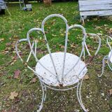 Paire de fauteuils de jardin anciens fer plein métal