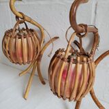 Pair of vintage rattan sconces