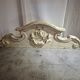 Antique wooden furniture pediment, pale green patina