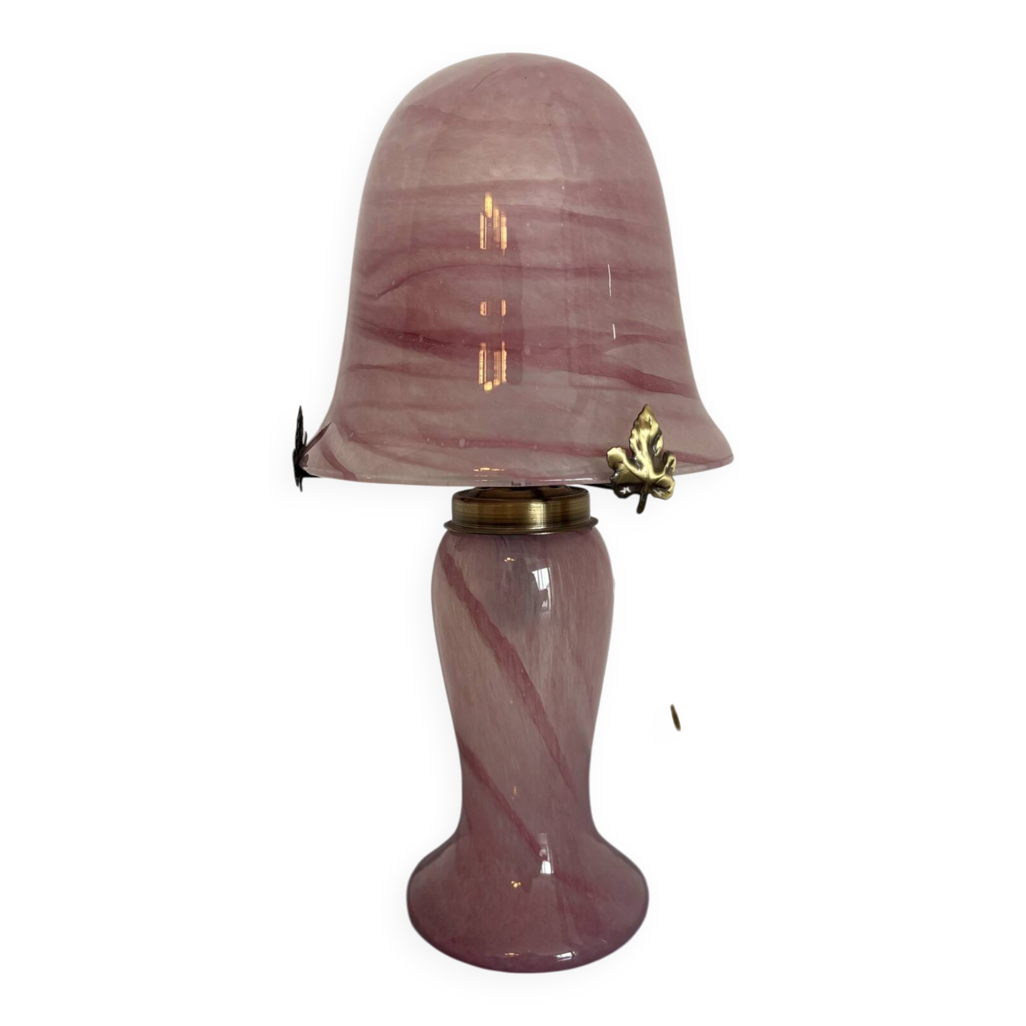 Vintage pink glass table lamp – Mushroom shade and base in