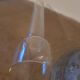 Former oil lamp foot metal silver blue glass