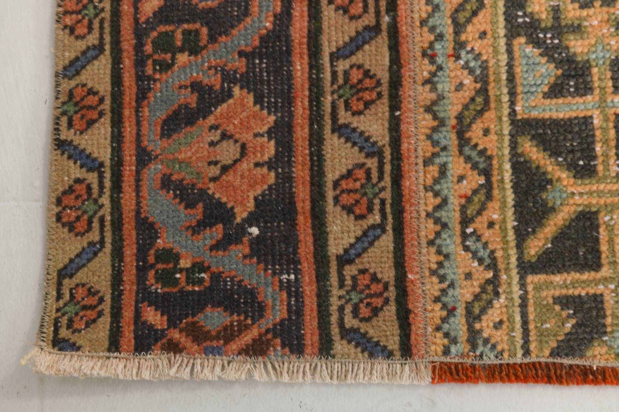 Salmon & Cream Turkish Vintage Runner Rug, 70x262Cm