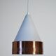 Scandinavian conic pendant lamp with copper detail