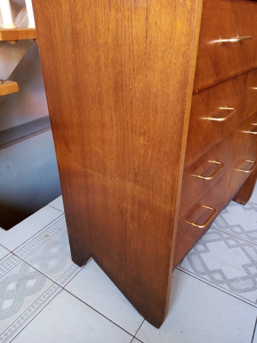 Commode vintage façade inclinée chêne