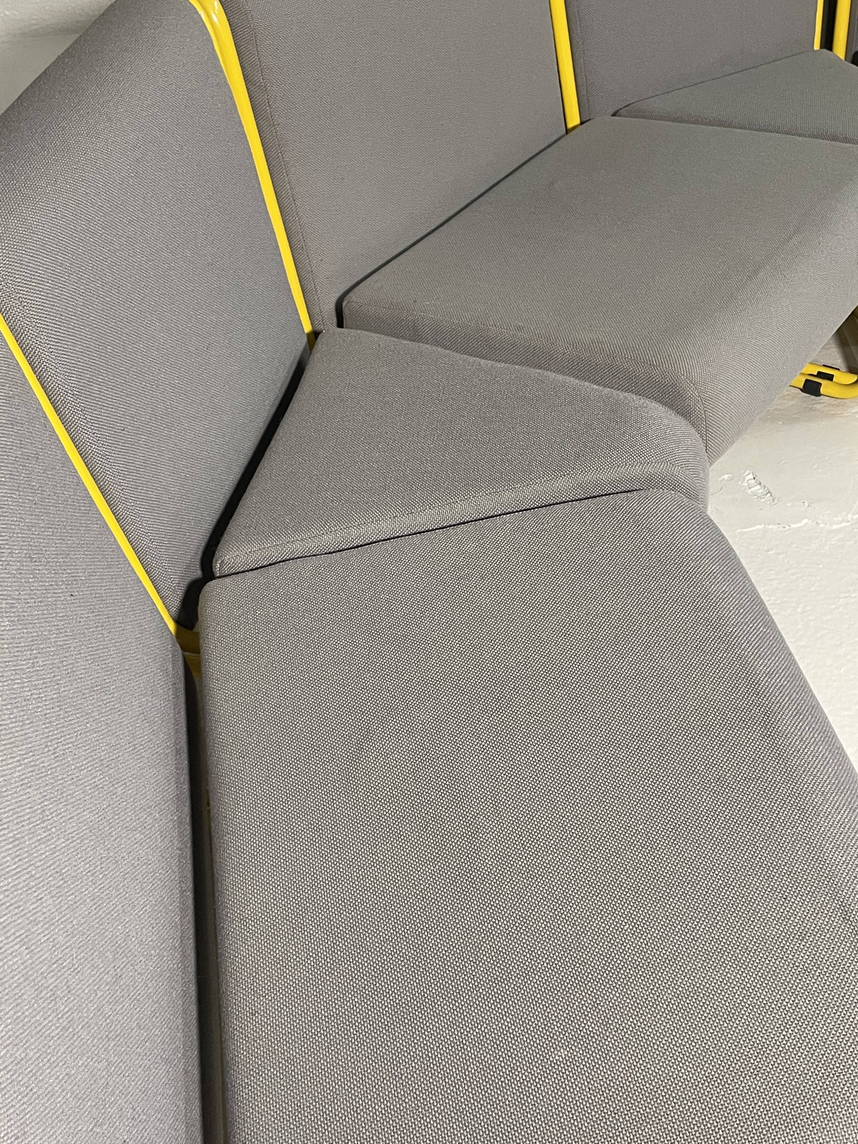 Modular tubular bench in yellow & grey fabric