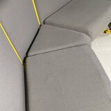 Yellow tubular modular bench & gray fabric