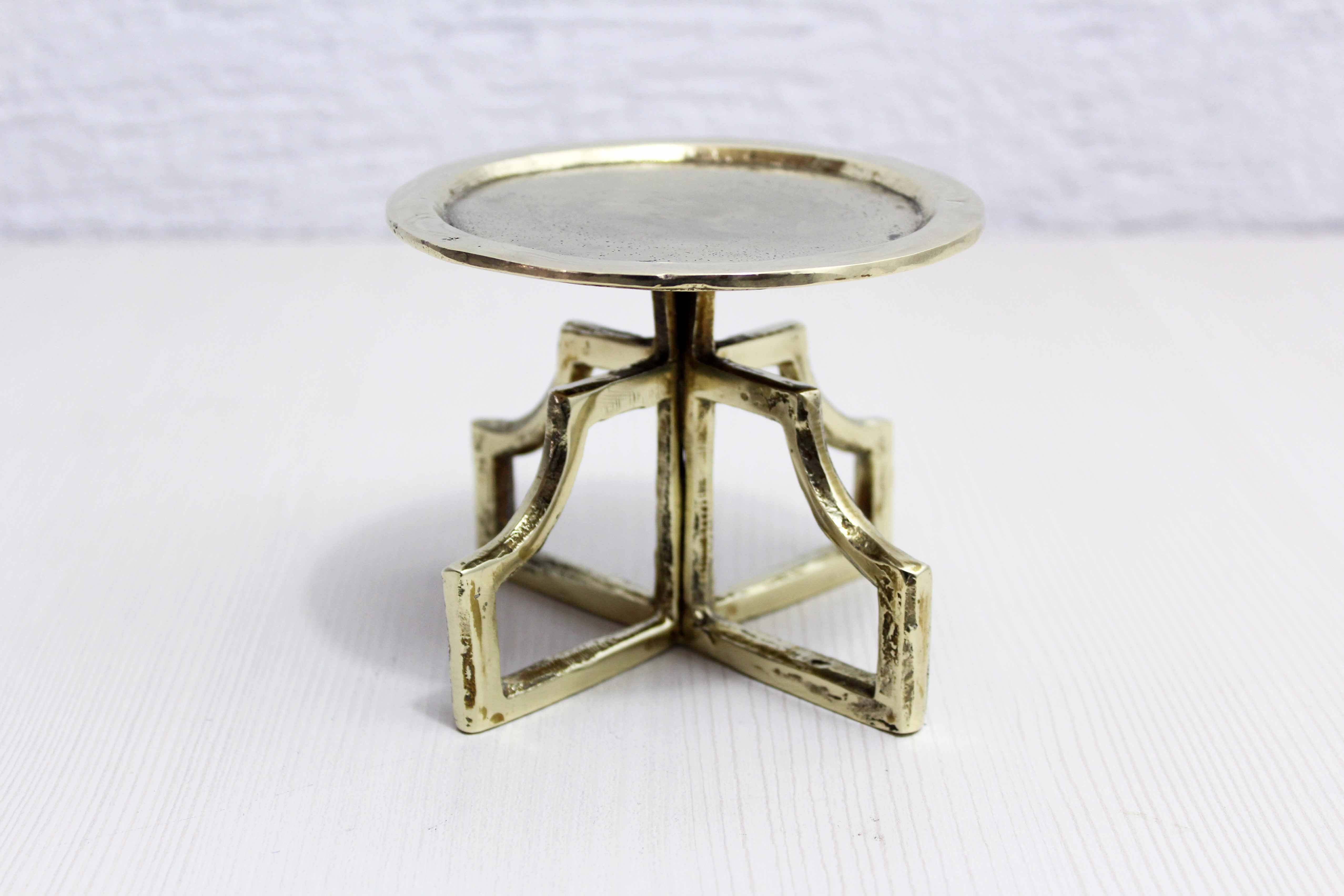 Brutalist brass candle holder