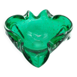 Cendrier ou vide poche en verre de Murano bullicante vert émeraudes des années 60
