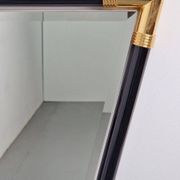 Modern Black Lacquer Metal Triangle Mirror, 1970s