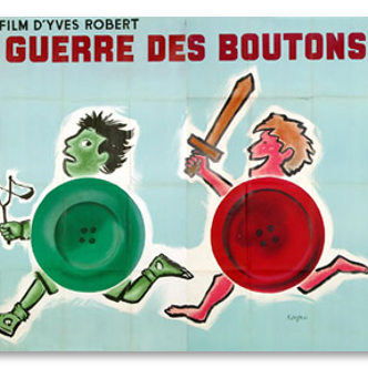 Rare affiche originale la guerre des boutons 240x160 cm entoilée design savignac lithographie entoilée linen backen