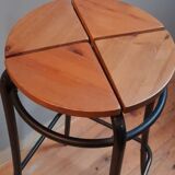 Pair of high stools Agne Stool - solid wood seat and steel legs