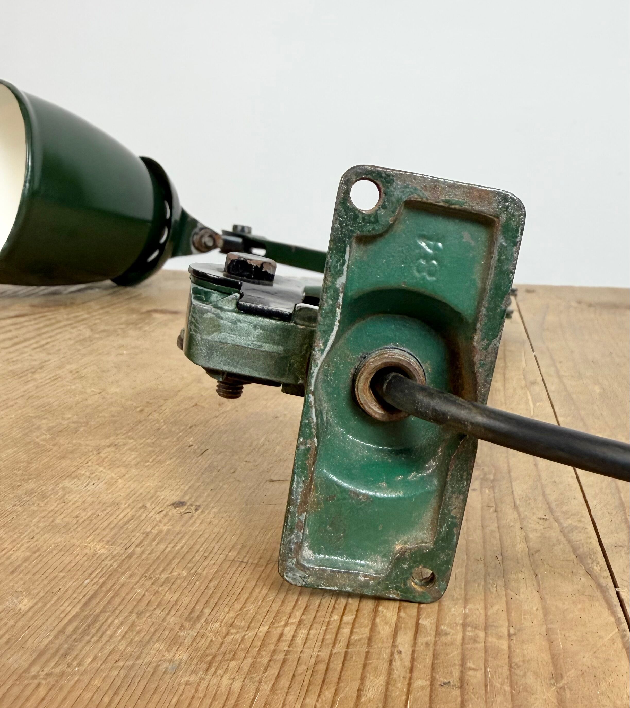 Industrial Green Enamel Adjustable Table Lamp, 1960s