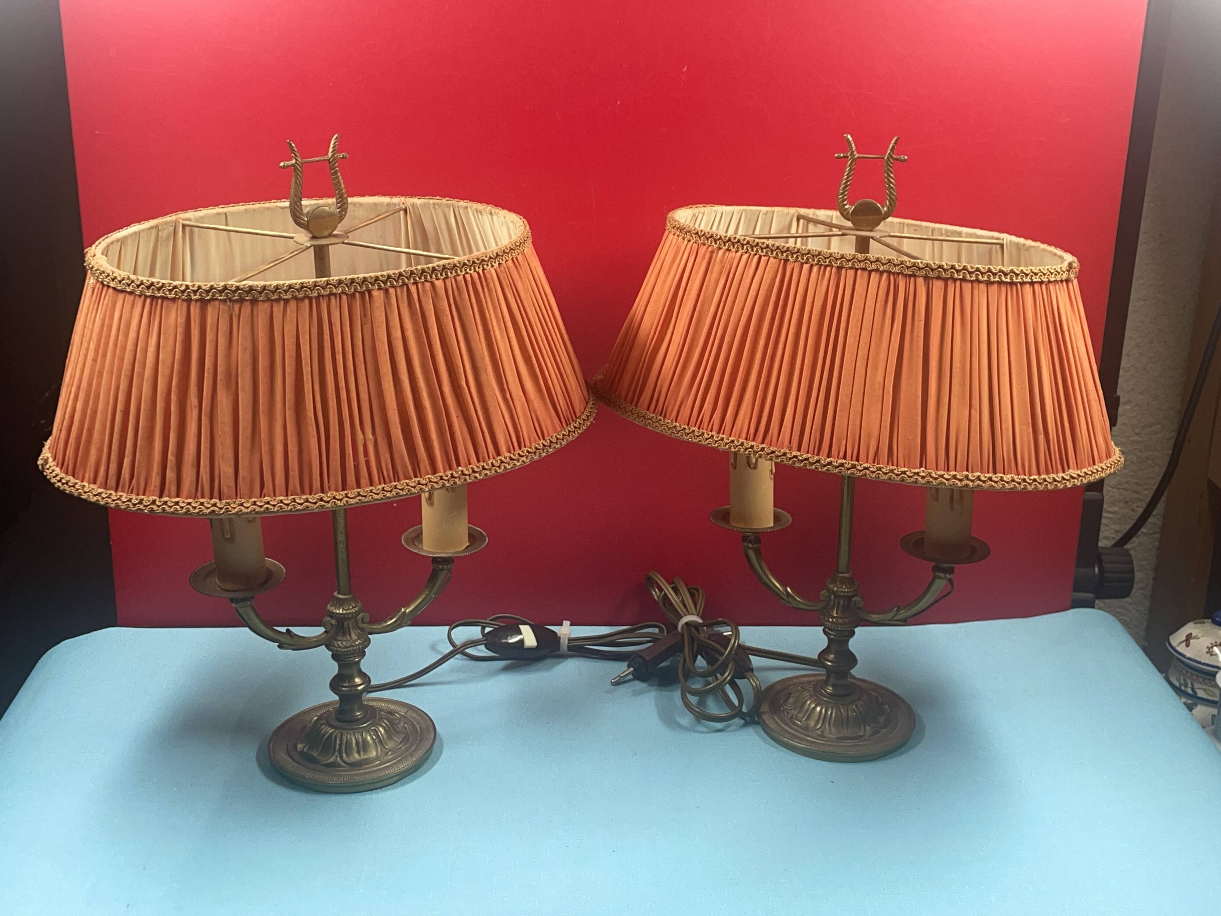 Pair of Bouillote lamp, lampshade to restore H 35 cm