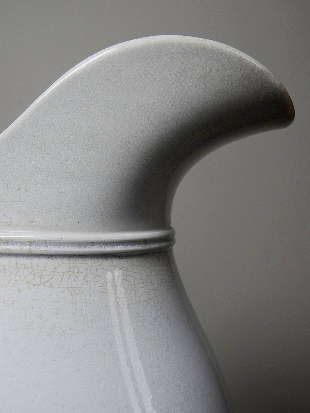 Antique white earthenware toilet jug from Pexonne, France