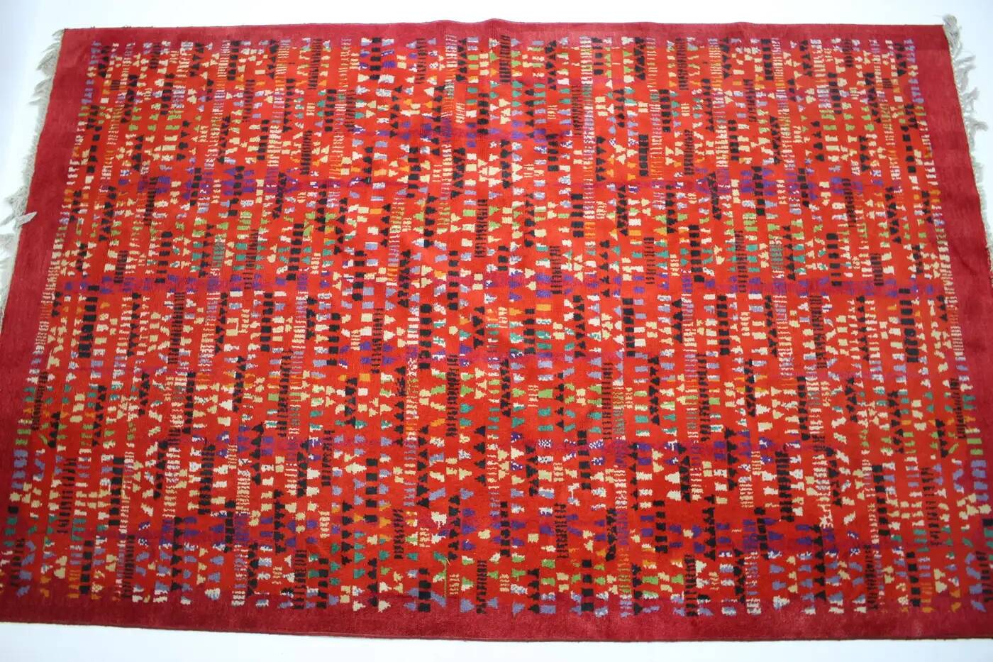 Rare big beautiful abstract design wool hand-made carpet / rug, 1950s