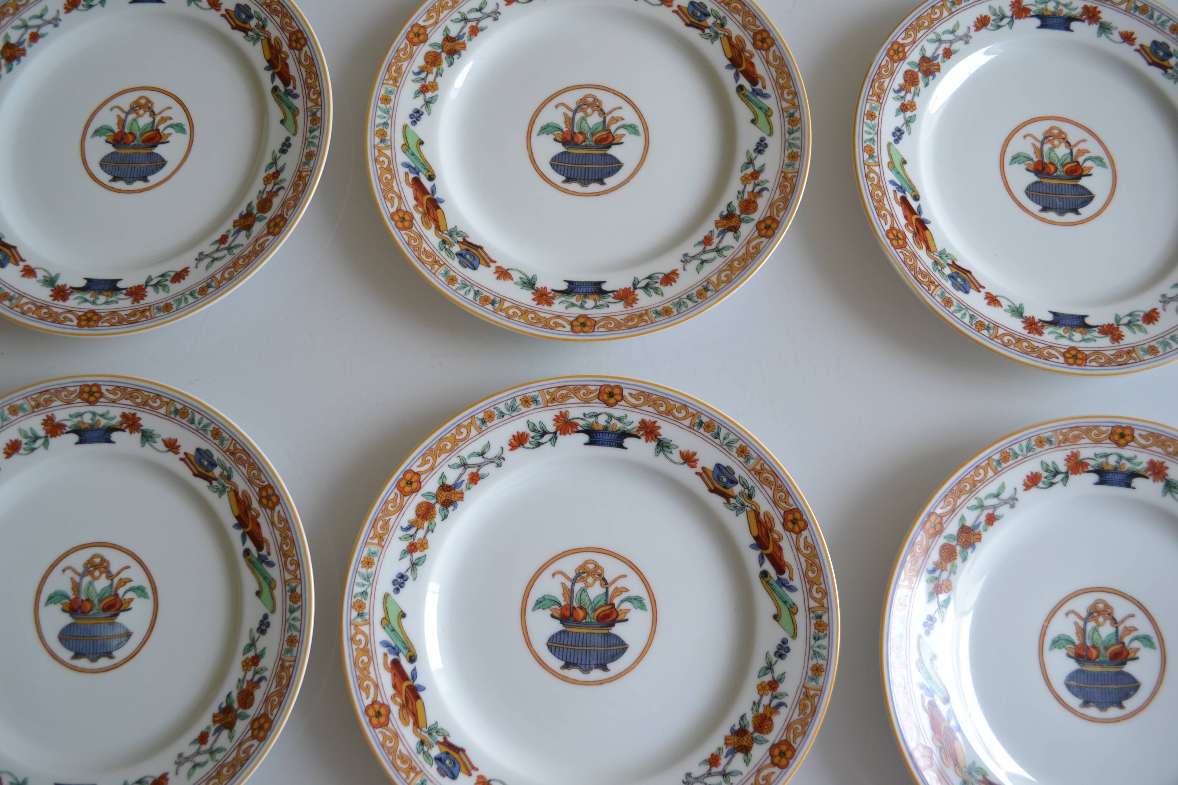 Porcelaine de Limoges Haviland 6 assiettes plates décor " A la corbeille "