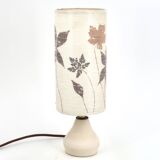 White ceramic lamp, herbarium-style lampshade, 1960s.