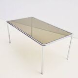 Etienne Fermigier - Dinning table in chrome and smoked glass