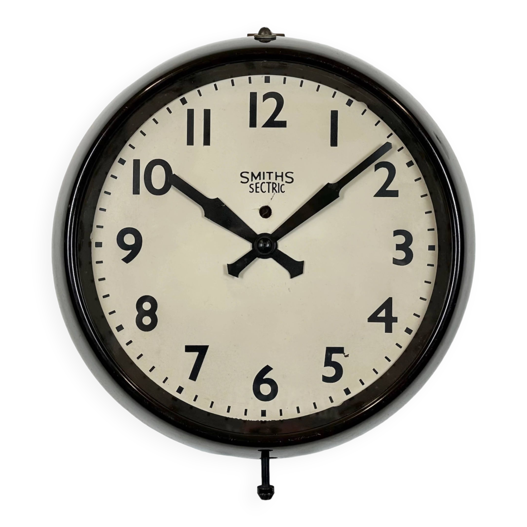 Vintage brown bakelite electric wall clock from smiths sectric, 1950s