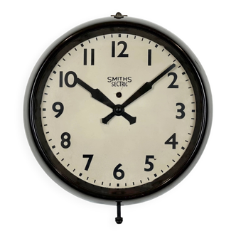 Vintage brown bakelite electric wall clock from smiths sectric, 1950s