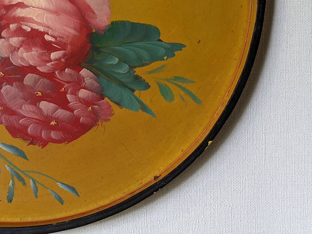 Hand-painted wooden serving tray with floral decor and country decor