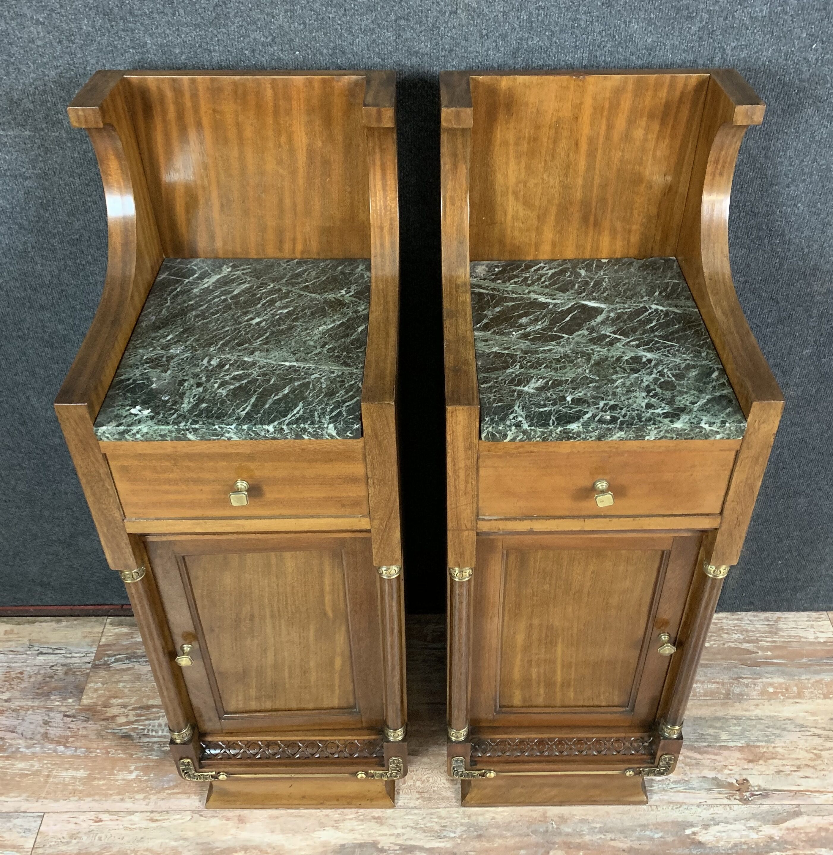 Pair of empire mahogany bedsides