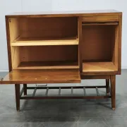 1960s Danish Modern Beech Wood Bar Cabinet with Tambour Door