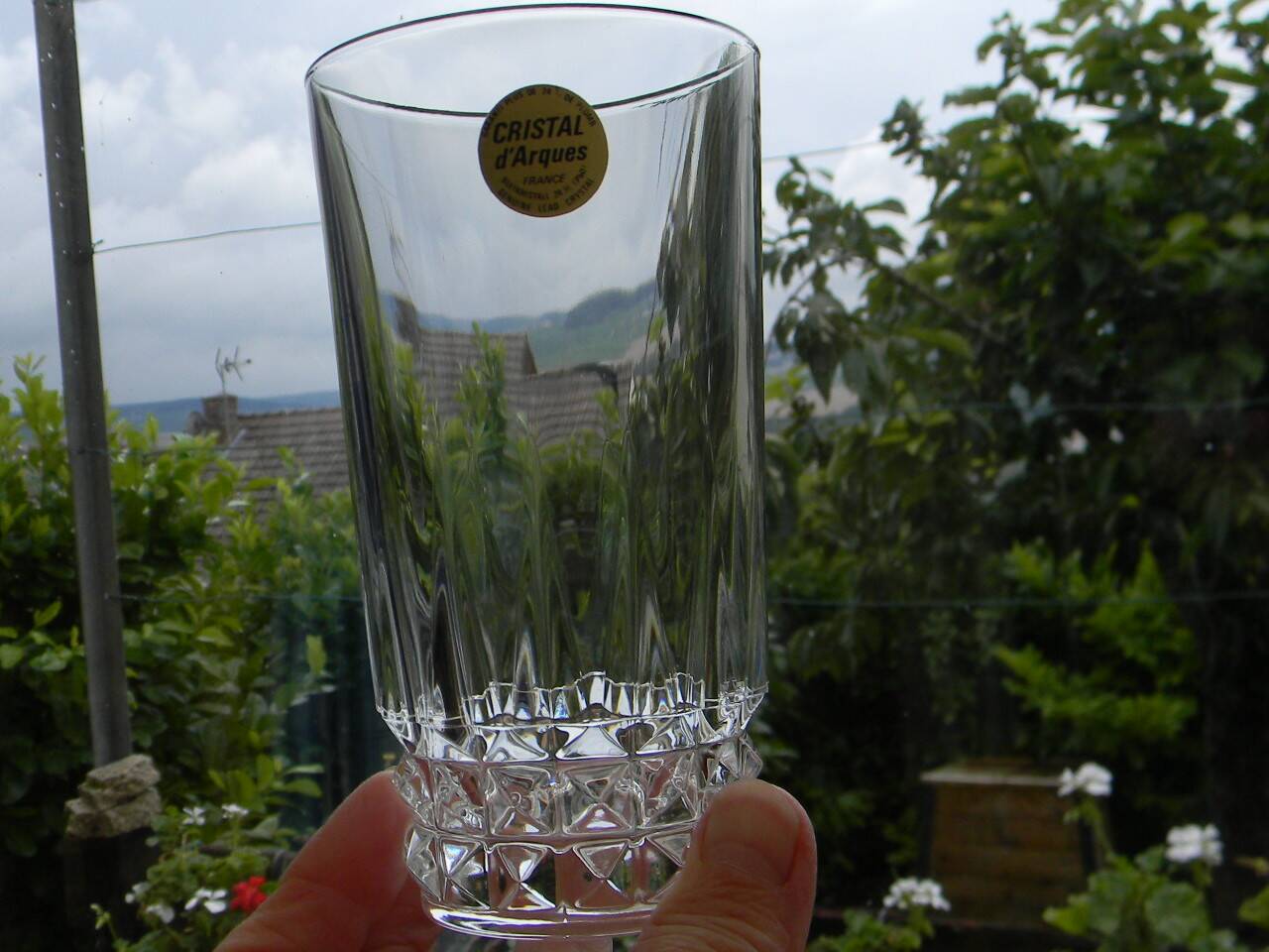 Set of 5 arques crystal orangeade glasses. villandry model.