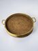Circular rattan and brass tray, Italy, 1970s, 38 cm diameter