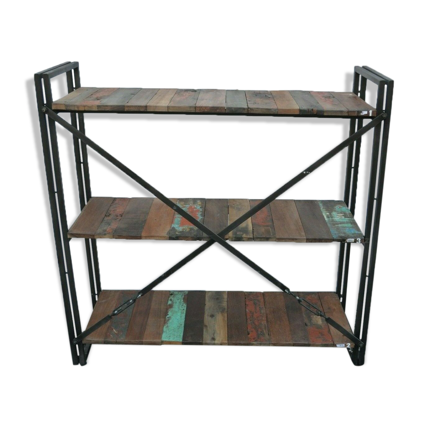 Étagère industrielle en fer et bois
