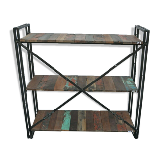 Industrial shelf in iron and wood