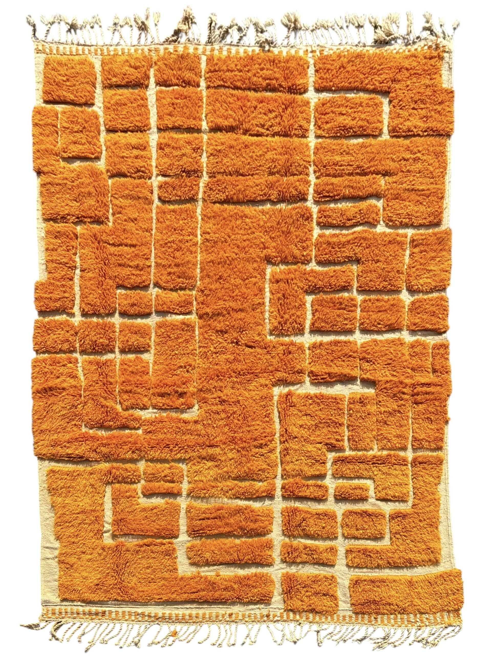 Clementine - Custom orange wool Berber rug