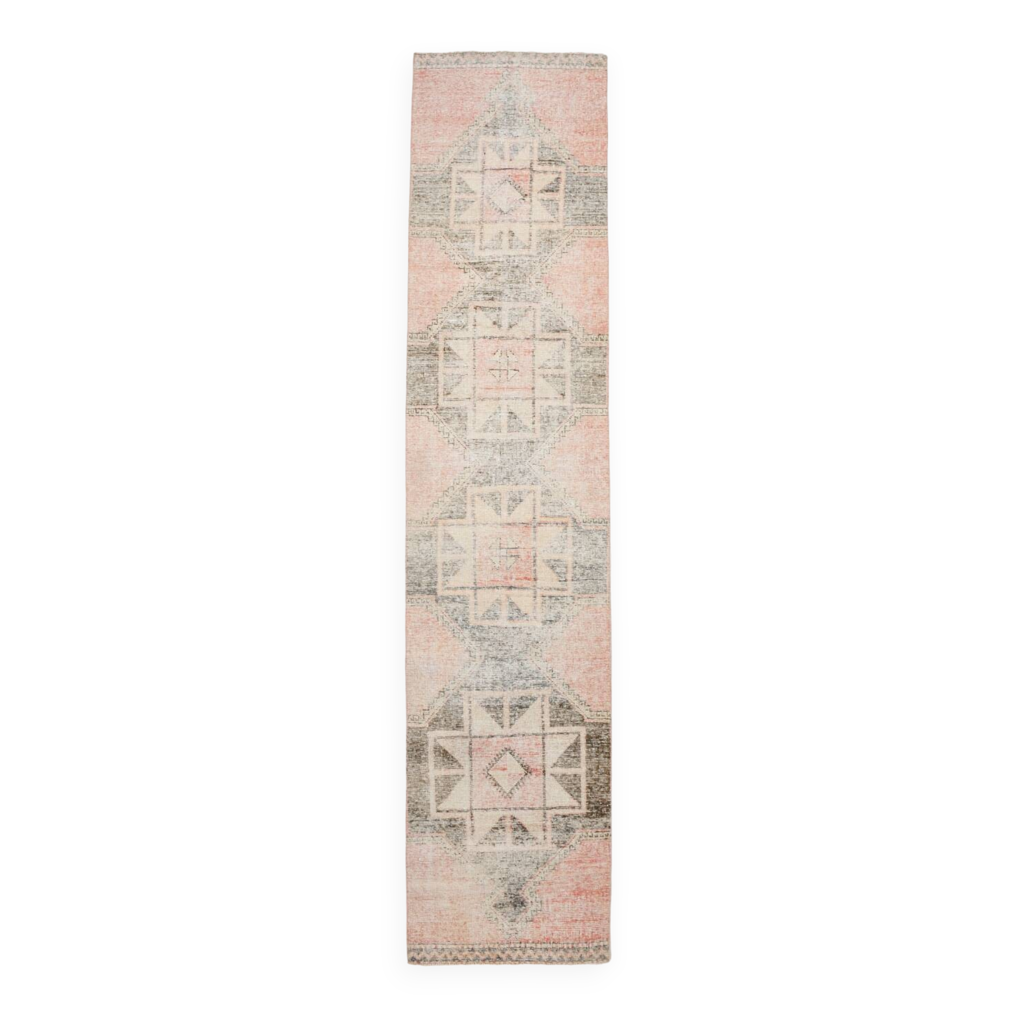 3x13 Pale Red Turkish Vintage Runner Rug, 87x400Cm SK 20299