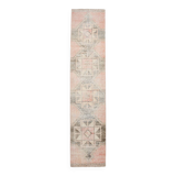 3x13 Pale Red Turkish Vintage Runner Rug, 87x400Cm SK 20299