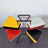 Multicolored wood and metal sewing box stand by Joos Teders for Metalux (attr.), Netherlands 1950's