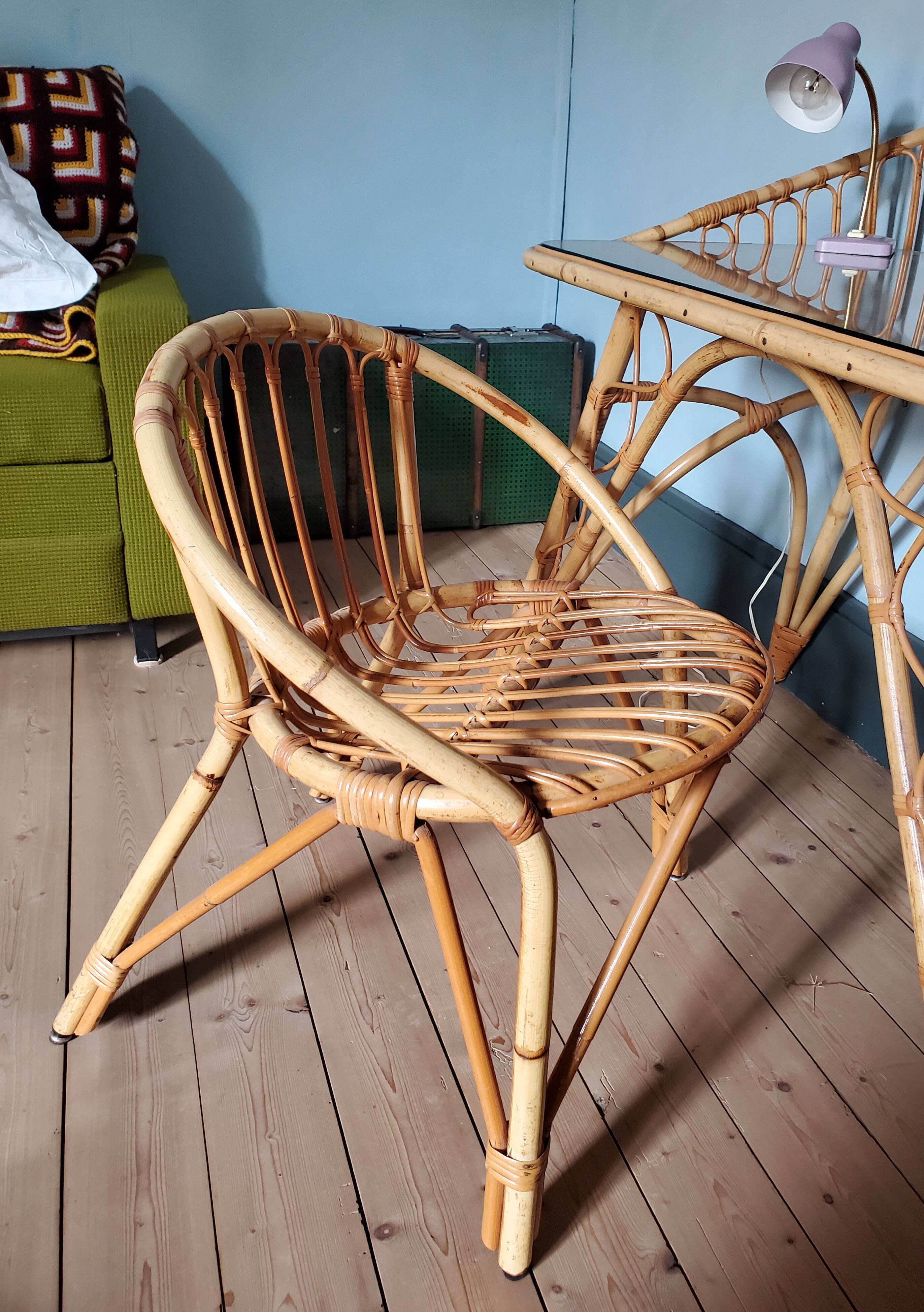 Rattan dressing table and chair 1960