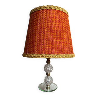 Small glass, mirror, and brass lamp from the 1960s.