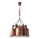 Large Scandinavian copper and wood pendant lamp circa 1970