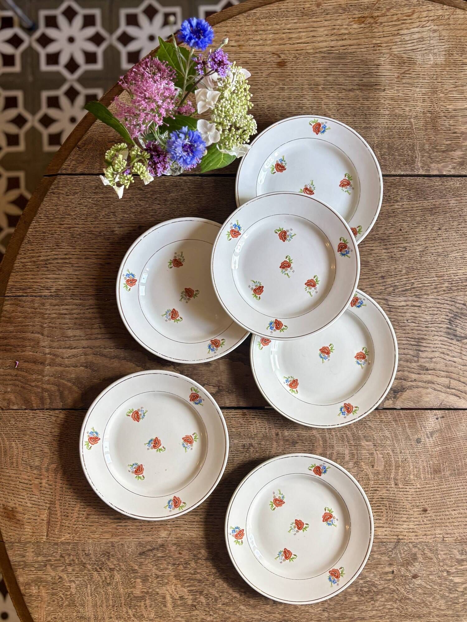 Lot de 6 assiettes à dessert vintage Moulin des Loups