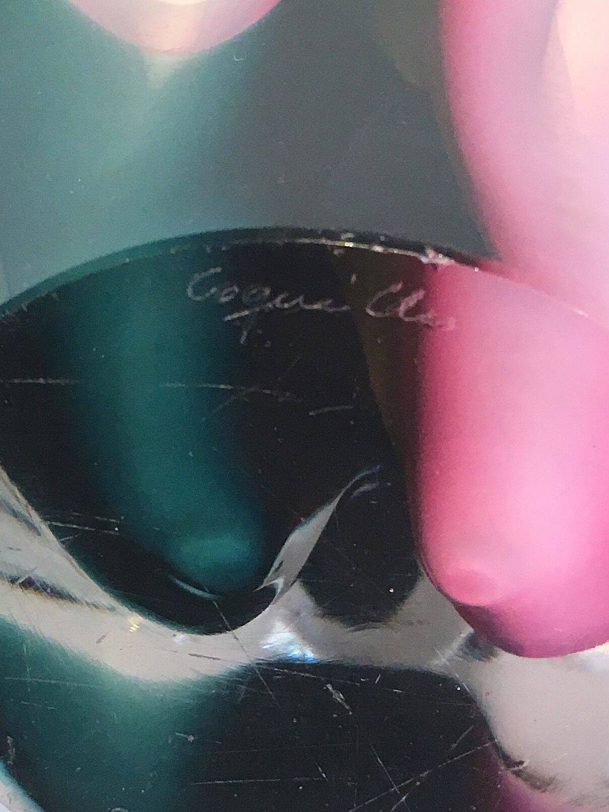 Multicoloured shell glass vase signed Flygsfors, 1956